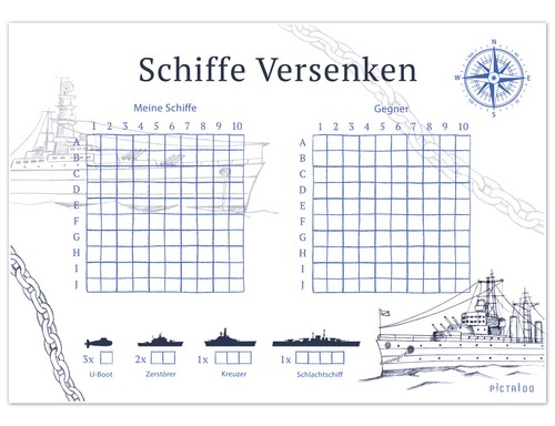 Schiffe versenken spielblock - schiffe,