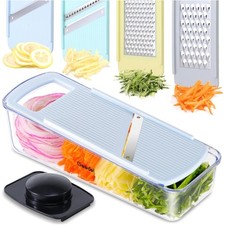 Mandoline, Küchenreibe, Gemüseschneider, Julienne, Edelstahl, Kunststoff, bla...