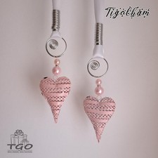 Fensterdeko 2er-Set Herz aus Metall rosa mit Perlen Aludraht 7x70cm -18424