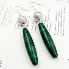 BAILYSBEADS edle Malachit-Ohrringe Ohrhänger mit versilberte Kugel 925er Silber