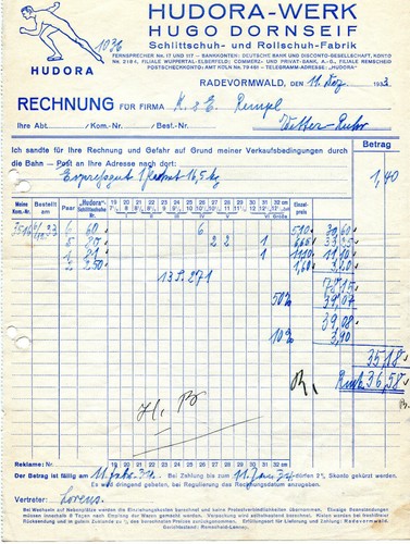 Rechnung 1933 hudora - 1933, werk