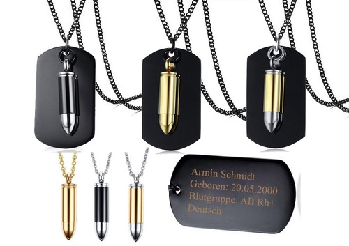Dog tag black patrone - +, und