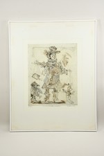 N92U11- Simon Dittrich (1940-2024) Radierung Marionettenspielerin signiert E.A. 