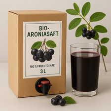 BIO Aroniasaft - Direktsaft / Muttersaft 3 L Bag in Box Bio-Qualität