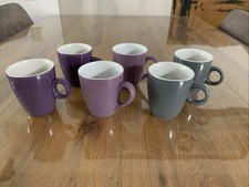 6x Porzellan Kaffeetasse 150ml lila flieder grau - Tasse Kaffee Becher