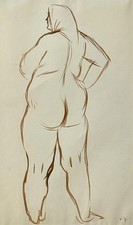 Karl Hubbuch - Rückenakt - Tuschfederzeichnung in braun - um 1930 - Sachlichkeit