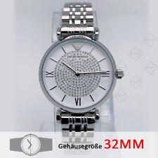 NEU Emporio Armani AR1925 Kristallpflaster Rostfreier Stahl Armband Damenuhr