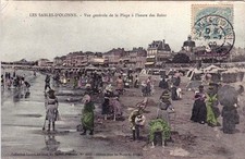 LES SABLES-D'OLONNE Gesamtansicht Strand Badezeit Coll Amiaud gestempelt 1905