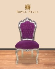 Barockstuhl Lila Silber Wohnzimmer Esszimmer antik repro Holz modern