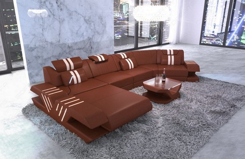 Couch wohnlandschaft leder usb - couch,