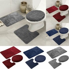3Teilig Badgarnitur Badezimmer Matte Set Dusch Bade Matte Vorleger Teppich