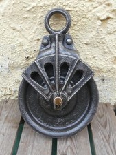 Antike Seilrolle Eisen Frankreich Ø18 cm Dunkelbraun Vintage Industrie Deko