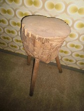 antiker alter HACKSTOCK Hackklotz Hackblock Schlachter Fleischer Metzger TISCH