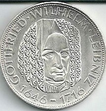 BRD - 5 Deutsche Mark - Gottfried Wilhelm Leibniz - von 1966