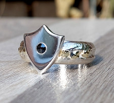 Unisex Herren Ring 925 Silber Ring Siegelring mit Rosen Diamant- Kiodesign