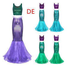 DE Damen Meerjungfrau Festival Kostüm Metallic Crop Top Mit Fischschwanz Rock