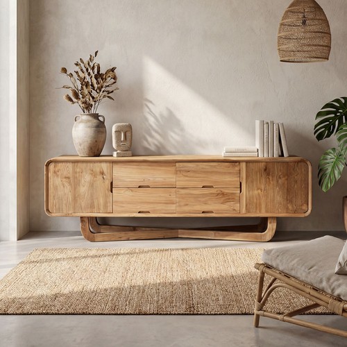 Sideboard teakholz 200cm - teakholz,