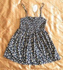 EDC ESPRIT TRÄGERTOP BASIC TUNIKA EMPIRE GESMOKT FLOWER GEBLÜMT BLAU M, 38 NEU