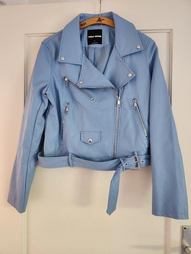 Kunstlederjacke hellblau l - kunstlederjacke,