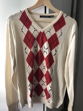 Viktor & Rolf H&M Pullover Sweater L Neu Argyle Rot Creme Braun Pfeil