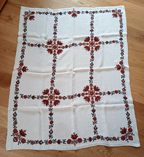 Antik Tischdecke  170 x 135 cm Stielstich Stickerei Handwebleinen, Siebenbürgen