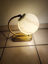 Antike Nachttischlampe Vintage Messingfuß Glasschirm Lampe