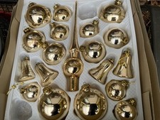 19 teilig Antike Weihnachtskugeln Christbaumkugeln +  Spitze  Glas gold