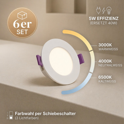6er set led einbaustrahler - 6er,