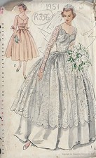 1951 Vintage Nähen Muster B32 " Hochzeits Kleid & Brautjungfer Kleid (R356)