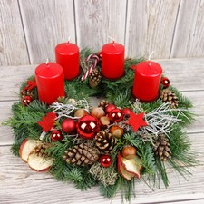 Adventskranz rot Adventskränze Weihnachtskranz Kerzen Kranz Weihnachten natur