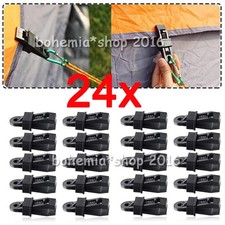 24er SET Vorzeltteppich Zelt Clips klammer Kunststoff Camping Clip Outdoor Black