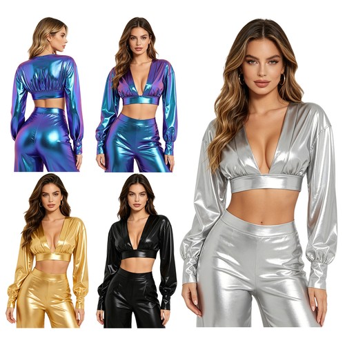 Damen metallic oberteil - de,