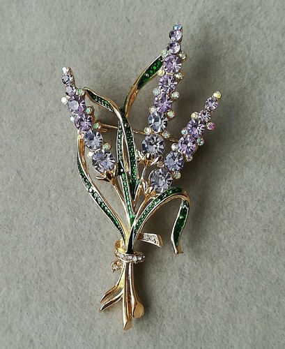 Lavendel brosche gold - lavendel,