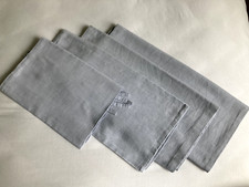 4x Christian Fischbacher Bettwäsche Kopfkissen 'LASIALA' BW/Leinen-Mix hellblau