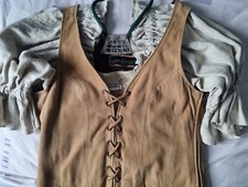 Damen Trachten Echt- Leder Mieder Shirt Bluse Kette wie neu Gr. 36und 40 3 Teile