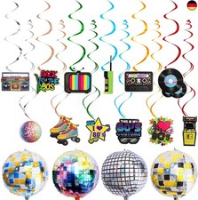 80er Jahre Party Dekorationen - 40 Stück Retro Zubehör Mit Hängenden Spiral Lu