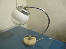 Tischlampe Lampe Chrom France Schwanenhals Marmor Glas Kugel weiß _ Art Deco