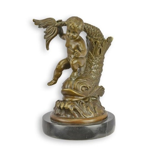 Bronzeskulptur putto engel - bronzeskulptur,