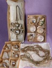 Alter Christbaumschmuck Tinsel-Baumkette Baumspitze Reflexkugeln Nikolaus antik