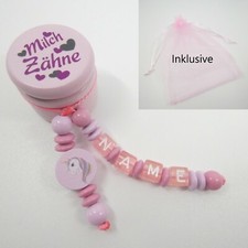 Milchzahndose mit Namen, rosa