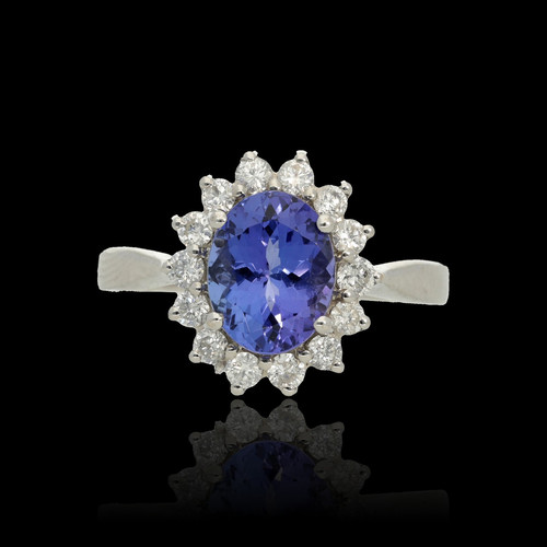 Tansanit diamant ring 750 - tansanit,