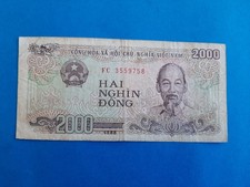 1 x 2000 Dong Vietnam / Geldschein Banknote von 1988 *'°