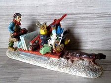 Figur für Weihnachtsdorf-A.Pieck--Straßenmaler m.Hundeschlitten-15 cm-Deko Figur