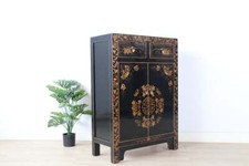 Chinesische Kommode mit Handbemalte Yinyang Glückssymbol schwarz #M-KOM-B1BK