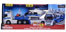 Majorette Polizei Grand Series Volvo Truck + Airbus Police Helikopter 213716000