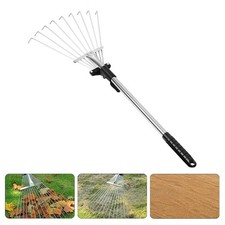 Gartenrechen Fächerbesen Teleskop Metall Drahtbesen Laubbesen Harke 9 Zinken