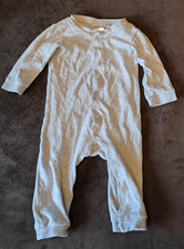 Gebraucht Schlafanzug/Einteiler ohne Füße Grau H&M gr. 74 mit Knopfleiste