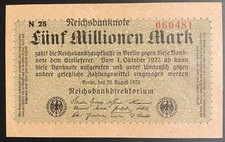 Banknote 5 Millionen Mark 1923