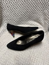 Handarbeit Damenschuh Gr.38 / 38,5 schwarz Leder Wildleder Walter Käfer