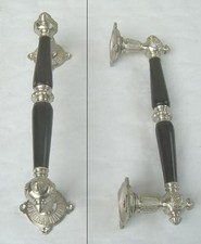  Stossgriff Gründerzeit Jugendstil Messing Vernickelt matt gebürstet #27-NM